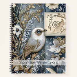 Create Your Own Blue Gold Garden Bird Botanical Notizblock