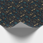 Create Your Own Blue & Gold Magic Symbols Black Geschenkpapier (Ecke)