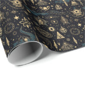 Create Your Own Blue & Gold Pagan Symbols Black Geschenkpapier (Rolleneckpunkt)