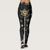 Create Your Own Blue & Gold Pagan Symbols Black Leggings (Rückseite)