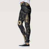 Create Your Own Blue & Gold Pagan Symbols Black Leggings (Links)
