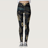 Create Your Own Blue & Gold Pagan Symbols Black Leggings (Vorderseite)
