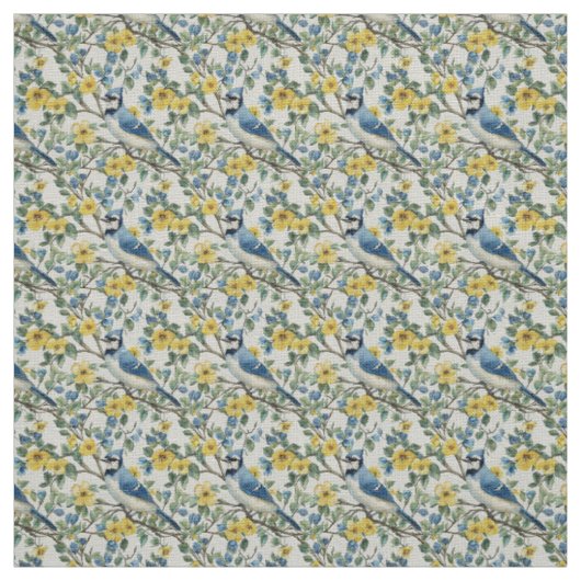 Create Your Own Blue Jays Yellow Flowers Stoff (Muster)