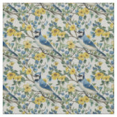 Create Your Own Blue Jays Yellow Flowers Stoff (Nahaufnahme)