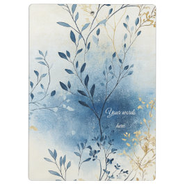 Create Your Own Blue Mist Gold Floral Minimalist Klemmbrett