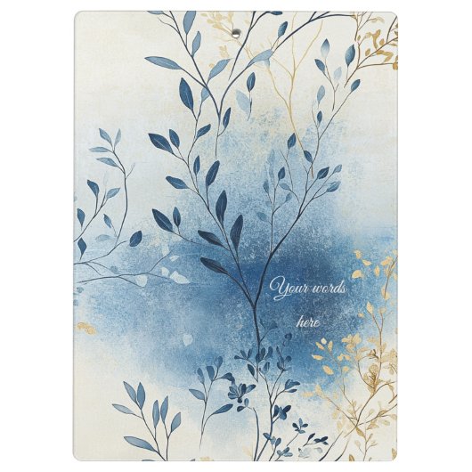 Create Your Own Blue Mist Gold Floral Minimalist Klemmbrett (Rückseite)