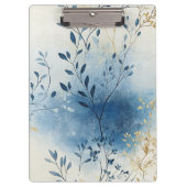 Create Your Own Blue Mist Gold Floral Minimalist Klemmbrett (Vorderseite)