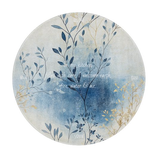 Create Your Own Blue Mist Gold Floral Minimalist Schneidebrett (Vorderseite)