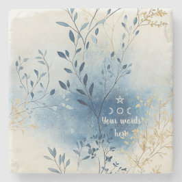 Create Your Own Blue Mist Gold Floral Minimalist Steinuntersetzer