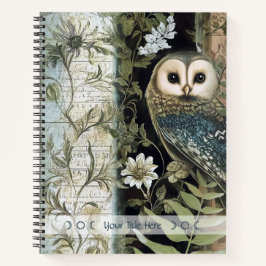 Create Your Own Blue Owl Floral Botanical Notizblock