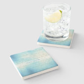 Create Your Own Blue Romantic Love Letter Steinuntersetzer (Seitenansicht)