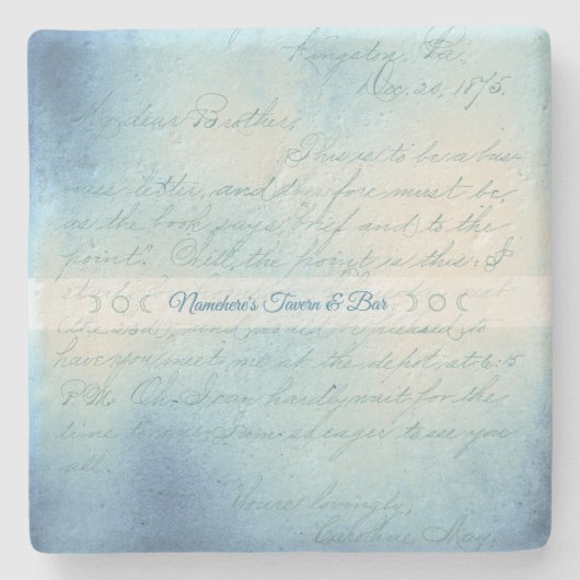 Create Your Own Blue Romantic Love Letter Steinuntersetzer (Vorderseite)