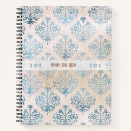 Create Your Own Blue Tea Stained Damask Notizblock