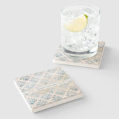 Create Your Own Blue Tea Stained Damask Steinuntersetzer (Seitenansicht)