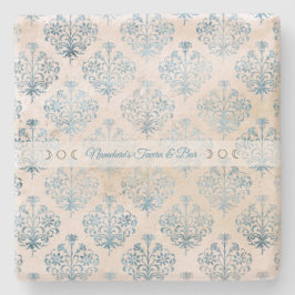Create Your Own Blue Tea Stained Damask Steinuntersetzer