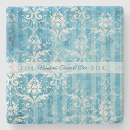 Create Your Own Blue Teal Damask Stripes Steinuntersetzer