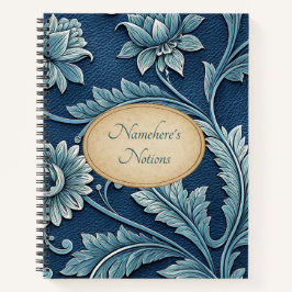 Create Your Own Blue Teal Embossed Vintage Flora Notizblock
