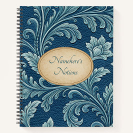 Create Your Own Blue Teal Embossed Vintage Vine Notizblock