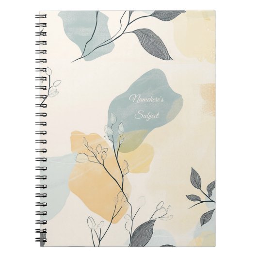 Create Your Own Blue Yellow Leafy Flora Minimalist Notizblock (Vorderseite)