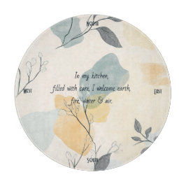 Create Your Own Blue Yellow Leafy Flora Minimalist Schneidebrett