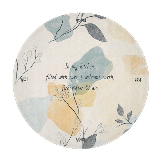 Create Your Own Blue Yellow Leafy Flora Minimalist Schneidebrett (Vorderseite)