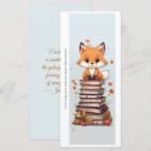 Create Your Own Book Worm Red Fox Bookmark Card (Vorne/Hinten)