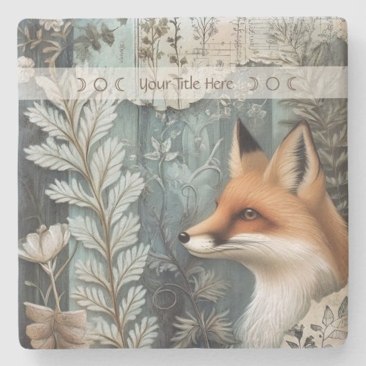 Create Your Own Botanical Red Fox Steinuntersetzer (Vorderseite)