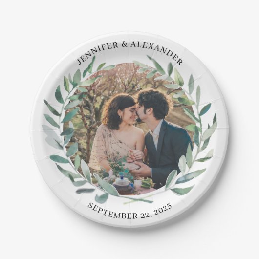 Create your own bride and groom photo wedding pappteller (Vorderseite)