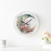 Create Your Own Bright Sunset Floral Crescent Moon Große Wanduhr (Zuhause)