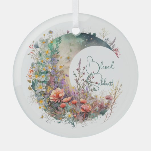 Create Your Own Bright Sunset Floral Crescent Moon Ornament Aus Glas (Vorderseite)