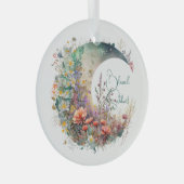 Create Your Own Bright Sunset Floral Crescent Moon Ornament Aus Glas (Vorderseite Rechts)