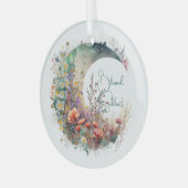 Create Your Own Bright Sunset Floral Crescent Moon Ornament Aus Glas (Vorderseite links)