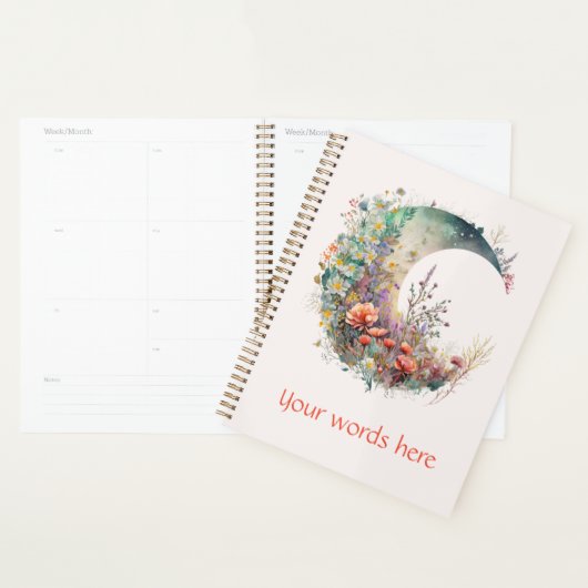 Create Your Own Bright Sunset Floral Crescent Moon Planer (Anzeige)