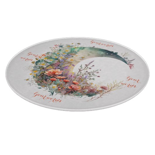 Create Your Own Bright Sunset Floral Crescent Moon Schneidebrett (Ecke)