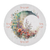Create Your Own Bright Sunset Floral Crescent Moon Schneidebrett (Vorderseite)
