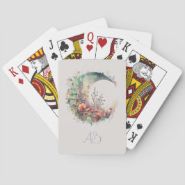 Create Your Own Bright Sunset Floral Crescent Moon Spielkarten