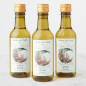 Create Your Own Bright Sunset Floral Crescent Moon Weinetikett (Flaschen)