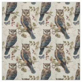 Create Your Own Brown Blue Owls Butterflies Stoff