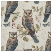 Create Your Own Brown Blue Owls Butterflies Stoff (Nahaufnahme)