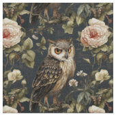 Create Your Own Brown Owl Pink Roses Stoff (Nahaufnahme)