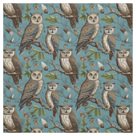 Create Your Own Brown Owls Blue Stoff (Muster)