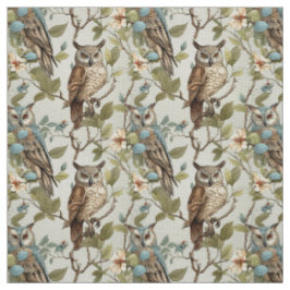 Create Your Own Brown Owls Yellow Flowers Stoff