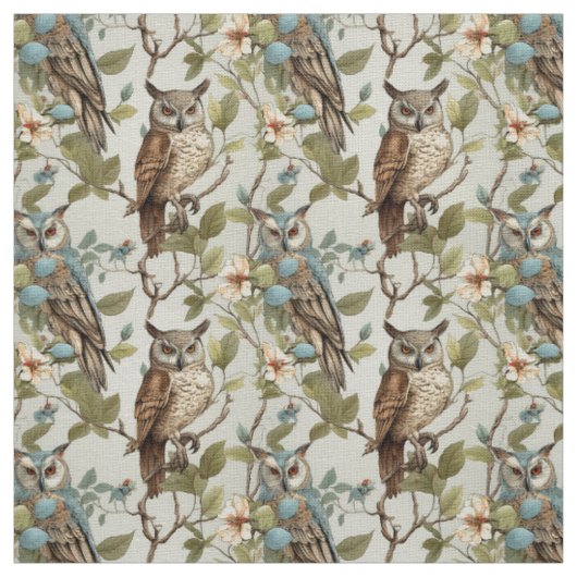 Create Your Own Brown Owls Yellow Flowers Stoff (Muster)