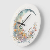 Create Your Own Buttercups Floral Crescent Moon Große Wanduhr (Winkel)