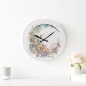 Create Your Own Buttercups Floral Crescent Moon Große Wanduhr (Zuhause)