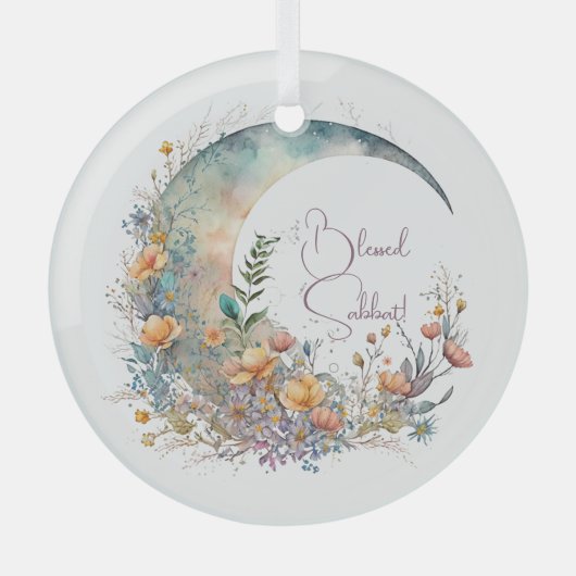 Create Your Own Buttercups Floral Crescent Moon Ornament Aus Glas (Vorderseite)