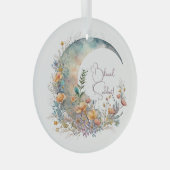 Create Your Own Buttercups Floral Crescent Moon Ornament Aus Glas (Vorderseite Rechts)