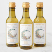 Create Your Own Buttercups Floral Crescent Moon Weinetikett (Flaschen)