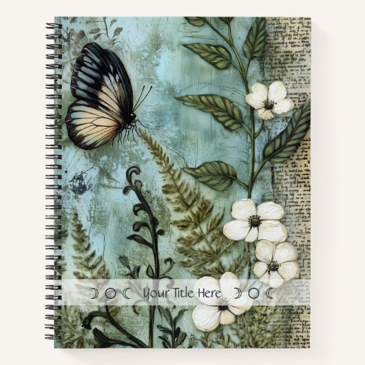 Create Your Own Butterfly & Wildflowers Botanical Notizblock (Vorderseite)