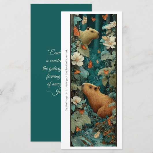 Create Your Own Capybara Flowers Bookmark Card (Vorne/Hinten)